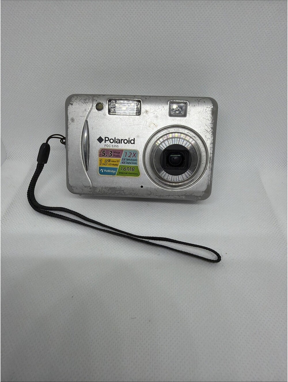 Polaroid PDC 5355 5.3MP Compact Digital Camera SILVER, 3365 Y2K - TESTED WORKING